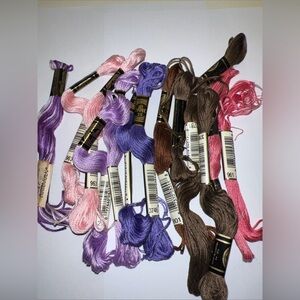 DMC Embroidery Floss Needlepoint Crewel Purple Pink Browns Lot of 13